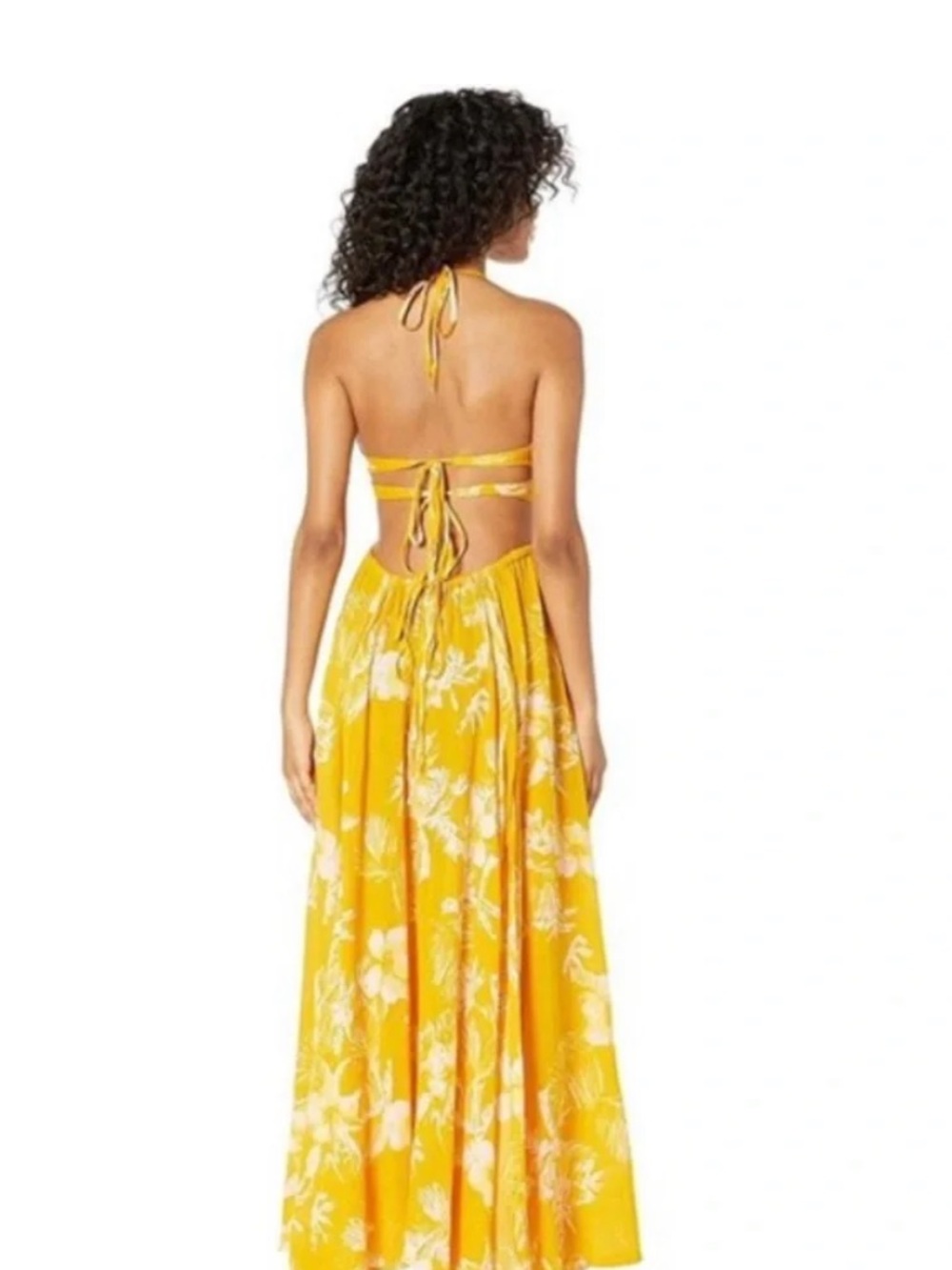Free People Lille Printed Maxi Dress in the "Hawaii Honey" yellow colorway - Picture 3 of 7